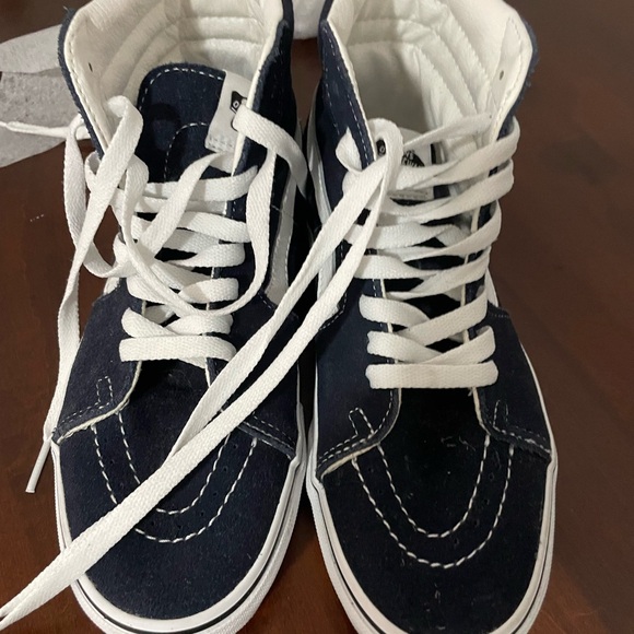 Vans Blue and White High-Top Sneakers - Picture 2 of 4